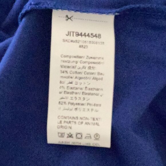 SHEIN NEW POLKA DOT MESH PUFF SLEEVE BLOUSE TOP ROYAL BLUE SIZE 8/10 MEDIUM - Picture 5 of 8